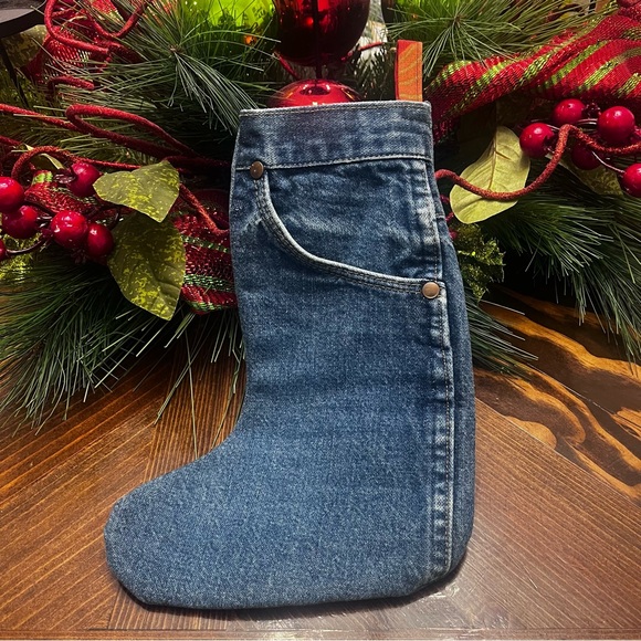 Handmade Denim/Blue Jean Christmas Stocking. Pre-Owned - Picture 1 of 5